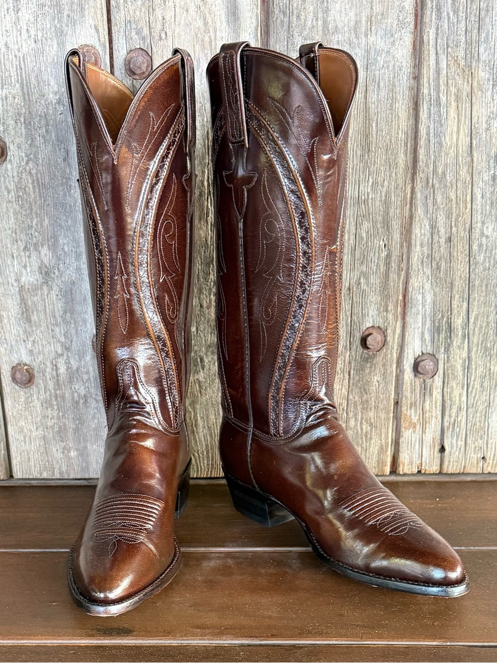 Vintage Handmade Santini Goat Leather Lucchese Classics Women’s Cowboy Boots